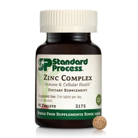 Standard Process Zinc Complex - Enzyme Function Support to Aid Normal Testes Function - Supports Immune Health & Cellular Energy - Gluten-Free, Non-Dairy & Non-Soy - 90 Tablets (90 Servings)