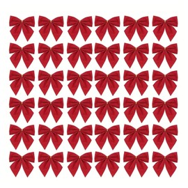 24/60Pcs Decorative Red Bows, 2 inch Mini Bow Hanging Ornaments, for Holiday Home Party Wreath Wrapping Accessories (24, Style-A)