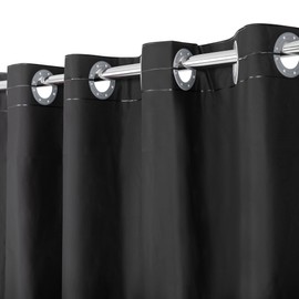 No Hook PEVA Shower Curtain or Liner - 8G Heavy Duty Black Bathroom Shower Curtain No Hooks Required, Waterproof Plastic & PVC Free, Standard Size 71 x 74, Black