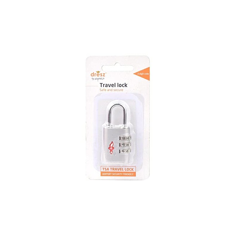 Dresz TSA 3 Digits Luggage Lock, 6 cm, Silver