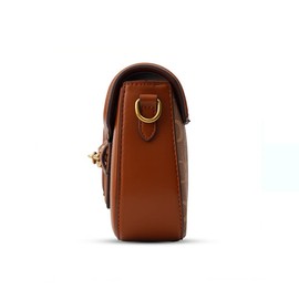 Women's Small Crossbody Bags with Golden Buckle Artificial Leather Purse Handbag in Fashionable Design (dark brown)