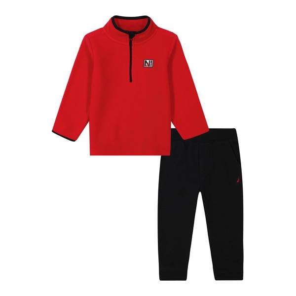 Nautica Boys' 2pc Polar Fleece 1/2 Zip Jogger Set, Red
