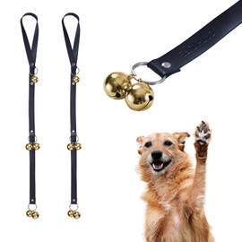 CATHYLIFE Leather Dog Doorbells for Door Knob, Adjustable Brass Potty Training Bells for Puppy to Go Outside, Easy Dog Door Bell for Potty Training