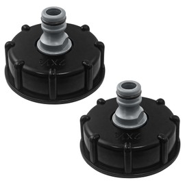 SyiXute 2 Pcs IBC Tank Adapter,1/2" Course Threaded Storage Tank Cover,IBC Connector for S60X6 to 4 Water Storage Tank Tap,Black