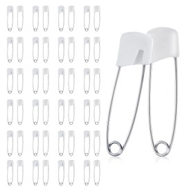 Giantree 50 Pcs Safety Pins, Safety Pins for Clothes, Baby Safety Pins, Diaper Pins Stainless Steel Traditional Safety Pins, Plastic Head Cloth Diaper Pins with Locking Closures Stainless Steel(5.5CM)