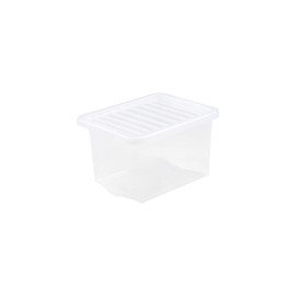 JMS 1 x 24 L Litre Crystal Clear Transparent Plastic Storage Boxes With Lids Storage Containers Stackable Containers For Living Room Bedroom Shoes Toys Garage Office Home & Kitchen - Made in UK