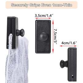 TOLIDA 4pcs Wall Mounted Tapestry Holders - Wood Blanket Hangers with Screws, Wall Clips for Rug Quilt and Other Textile, Rectangular Clamps, Black