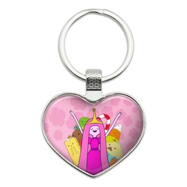 Adventure Time Princess Bubblegum Keychain Heart Love Metal Key Chain Ring