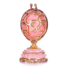 danila-souvenirs Glamorous Style Spring Flowers Easter Egg with Basket of Flowers 8,5 cm pink