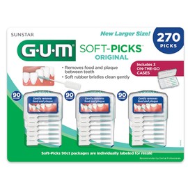 Sunstar G.U.M. Original Soft-Picks with Travel Cases 3 Packs 270 Picks - 2 Pack