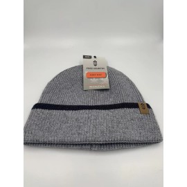 FREE COUNTRY Men's Knit Hat, Fleece Lined, Lt Grey w/Black Stripe (NWT)