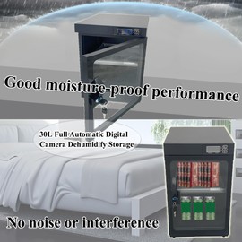 HQHAOTWU Automatic Digital Camera Dehumidify Storage 30L Dry Cabinet Box Storage 2 Layers Dry Cabinet with Tempered Glass for Camera & Lens Equipment Saving Storage Noiseless & Energy Saving Cabinet