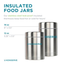 U Konserve Stainless Steel Insulated Food Jar – Vacuum Sealed Thermos for Hot and Cold Food – Wide Mouth - Leak-Proof Container – BPA Free – 18 Ounce