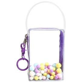 YUYAKESHI Bag, Pain Bag, Dustproof, Sewn Pouch, For Going Out, Doll Holder, 3.9 inches (10 cm) Cotton Doll, For Stuffed Animals, Transparent, Clear, Cuboid, PVC Handle, Key Chain Included, 5.1 inches