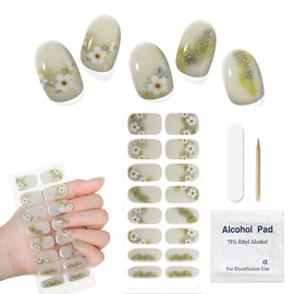 JERCLITY 1 Sheet 16pcs Semi Cured Gel Nail Strips, Gel Nail Wraps for Nail Art, Ease to Use and Hassle-Free Removal, Requires Lamps for Curing, Waterproof and Long Lasting(Style-7)