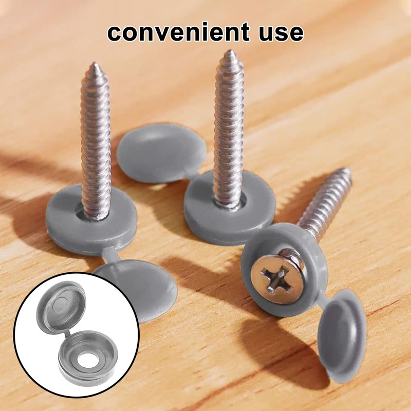 LICQIC 50 PCS Screw Cover Caps, Plastic Hinged Screw Cover