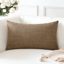Artscope Linen Cushion Covers Set of 1 Decorative Lumbar Pillowcase Pillow Cover 12x20 Inch for Home Decor Sofa Bedroom Car 30x50cm Brown