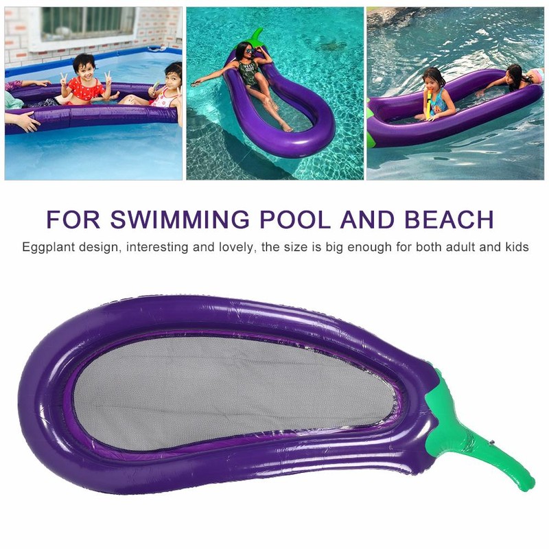 PVC Eggplant Shape Air Matress Swimming Pool Beach Inflatable Float