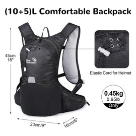 Outplea 12L Cycling Backpack for MTB Motorbike, Reflective Bike Rucksack with Phone Holder, Small Hiking Backpack Fits Hydration System for Outdoor Walking, Black