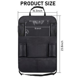 OUZHOU Car Seat Organiser, Car Organiser Back Seat For Kids, Car Organiser, Car Seat Storage with Clear Touch Screen Tablet Holder 10 Pockets, for Travel, Parents Drivers, Kids Toys Food Storage