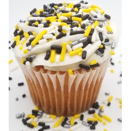 NCS Pittsburg Football Black, Yellow, Silver, and White Jimmies Edible Sprinkles - 8 ounces - Great for Cupcakes, Cookies, Cakes, Cakes Pops