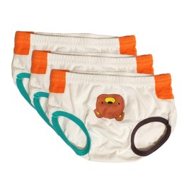 Tiny Undies ROOMIER Small Cotton Underwear, Unisex, for Babies and Toddlers, Elimination Communication or Potty Training - 3-Pack (4T Bear/Learn)