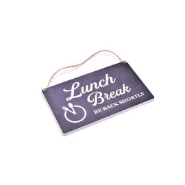 Lunch Break Hanging Sign - Be Back Soon Notice (Blackboard)