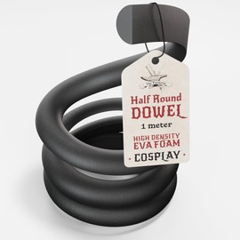 The Foamory High Density EVA Foam Dowel/Bevel - 1 Meter Cosplay Craft Material - Multiple Shapes - Multiple Diameters 5-40mm - Black (Single Pack - 10mm Diameter - Half-Round Dowel)