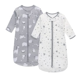 Pack of 2 Baby Sleeping Bag, Portable Baby Blanket, Made of 100% Cotton, Long Sleeve Sleeping Bag for Toddlers from 0 to 18 Months (Giraffe Window, L)