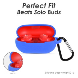 Claiol Silicone Case for Beats Solo Buds 2024, Premium Shockproof Case Cover Compatible with Beats Solo Buds with Carabiner. (Blue)