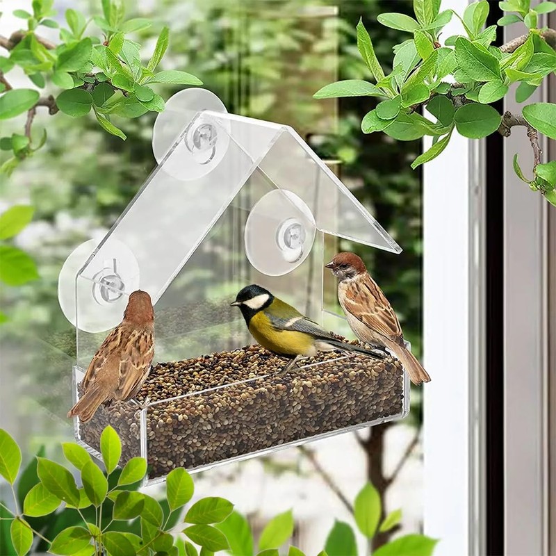 Ram® Window Bird Feeder Bird House Acrylic Window Bird Feeder