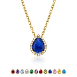 GOLDCHIC JEWELRY Women's Necklace September Necklace Women's Necklace 41 cm Copper Rolo Chain Birthstone Sapphire Choker Layering Chain Jewellery Accessory
