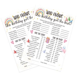 OXEDP Who Knows The Birthday Girl Best, Birthday Games for Party, 30 Pcs Birthday Party Game Set, Birthday Party Game, Birthday Decoration, Birthday Cards-BTDG03