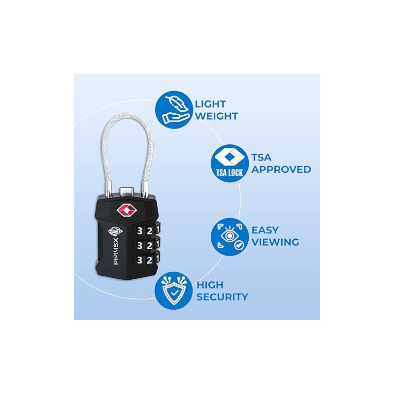 Double Dragon 1-Pack TSA Approved Suitcase Locks | Strong Shackle,