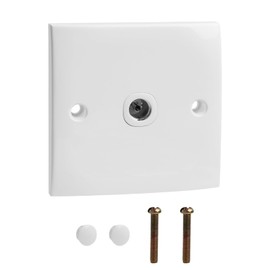 TV Aerial Socket Coax Wall Faceplate TV FM Coaxial Aerial Wall Socket Plate Outlet 50 60HZ Junction Flame Retardant Materials for Reliable FM Radio Connections(White Single)