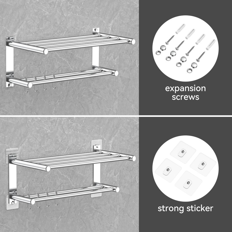 CAXIMSY Adjustable Towel Bar for Bathroom Wall Mount17-30.7inch Adhesive Shower