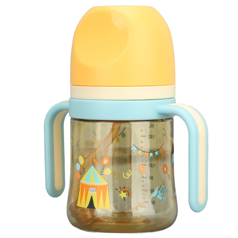 Wide Neck Sippy Straw Bottle Spill Proof Easy Grip Training