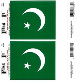 Pack of Two Pakistan Flag-It Vinyl Decal Stickers, 3.5 in x 5 in American Made Waterproof Industrial Strength Vinyl Sticker Decals (Pakistan)