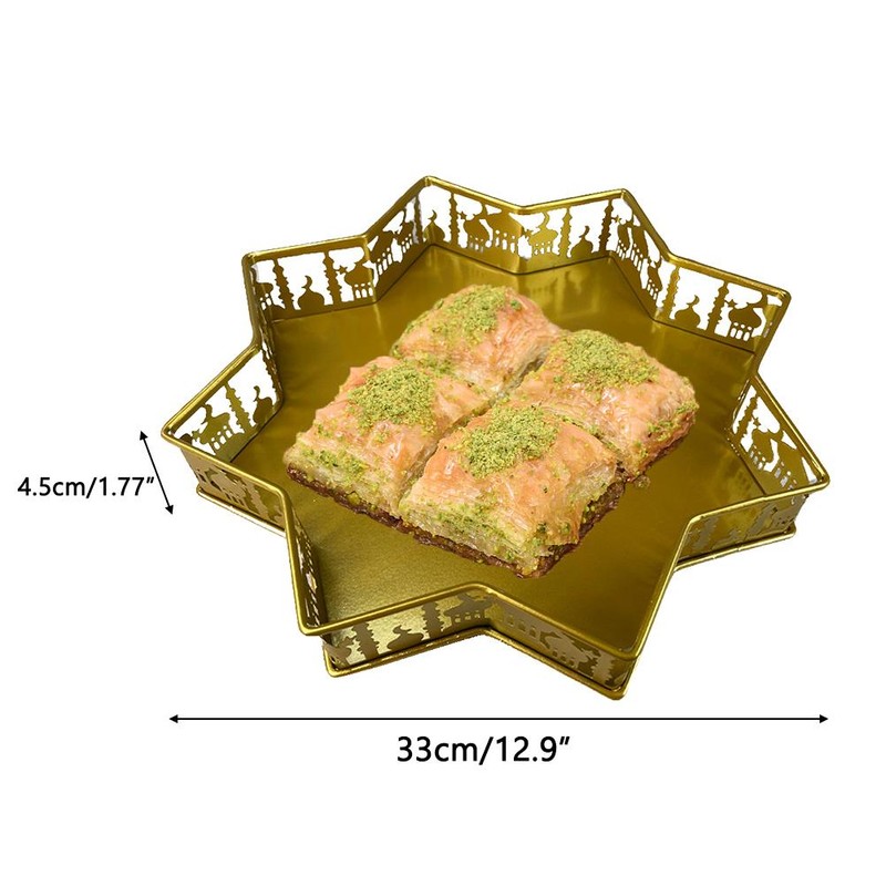 Ramadan Food Serving Tray Iron Food Plate Dessert Pastry Candy