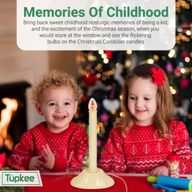 Tupkee Christmas Candolier Window Candle – with Flickering Bulb – Single Indoor - Flameless Electric Window Candle Candelabra