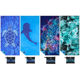 4 Pack Microfiber Lightweight Thin Beach Towel Sand Free Quick Dry Super Absorbent Large Towels for Swimming Pool Yoga Gym Travel Vacation Beach Accessories Essentials for Adults