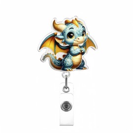 Dragon Badge Reel, Cute Badge Reels Retractable, Name Badge Holder Reel ID Clip, Funny Badge Reel for Nurse Nurses Office Worker Teacher Student, Nurse Badge Holder