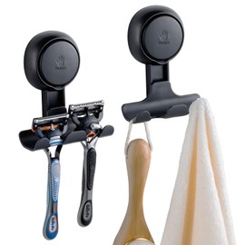 TAILI Shower Razor Holder Suction Cup 2 Pack, Vacuum Suction Razor Hanger for Shower Wall, Suction Door Hook for Towel Loofah Sponge Shower Razor Hook for Bathroom Removable