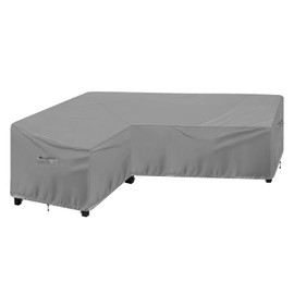 OutdoorLines Waterproof Outdoor Patio Sectional Cover - UV Resistant & Windproof L-Shaped Patio Furniture Covers for Deck, Lawn and Backyard, 420D Heavy Duty Couch Cover, Left Facing, 83"x104", Grey