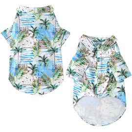 Hawaii Shirt for Dogs - Seabeach Prints Polo T-Shirt, Breathable Cool Beach Style Summer Clothes for Large Dog Boys and Girls (2X-Large, Blue)