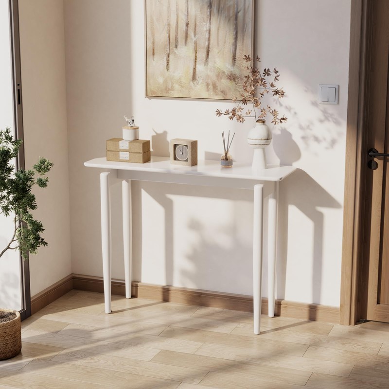 Wood Console Table White Entryway Table, Thin Console Table, Sofa