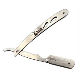 Classic Samurai CS-102 Stainless Steel Professional Barber Straight Edge Razor with 100 Lord Single Edge Razor Blades (Silver Metal)