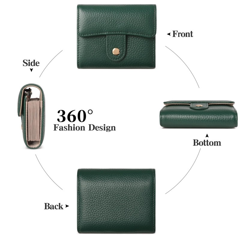 GOIACII Women's Credit Card Holder RFID Blocking Genuine Leather Dark