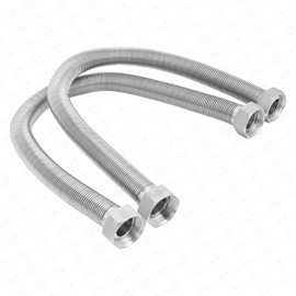 ZEPNL STORE 12 Inch Flexible Stainless Steel Corrugated Water Heater Connector Hose,1" FIP x 1" FIP,304 Stainless Steel Leak-Proof Flexible Line for Tankless Water Heater,Water Softener,RV,Boiler(2PCS)