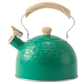 Whistling Tea Kettle Stovetop, 85 OZ/2.5 Liter Stainless Steel Teapot, 304 Food Grade Stainless Steel, Available with Induction Cooker and Gas Stove, Loud Whistling Kettle (Green)